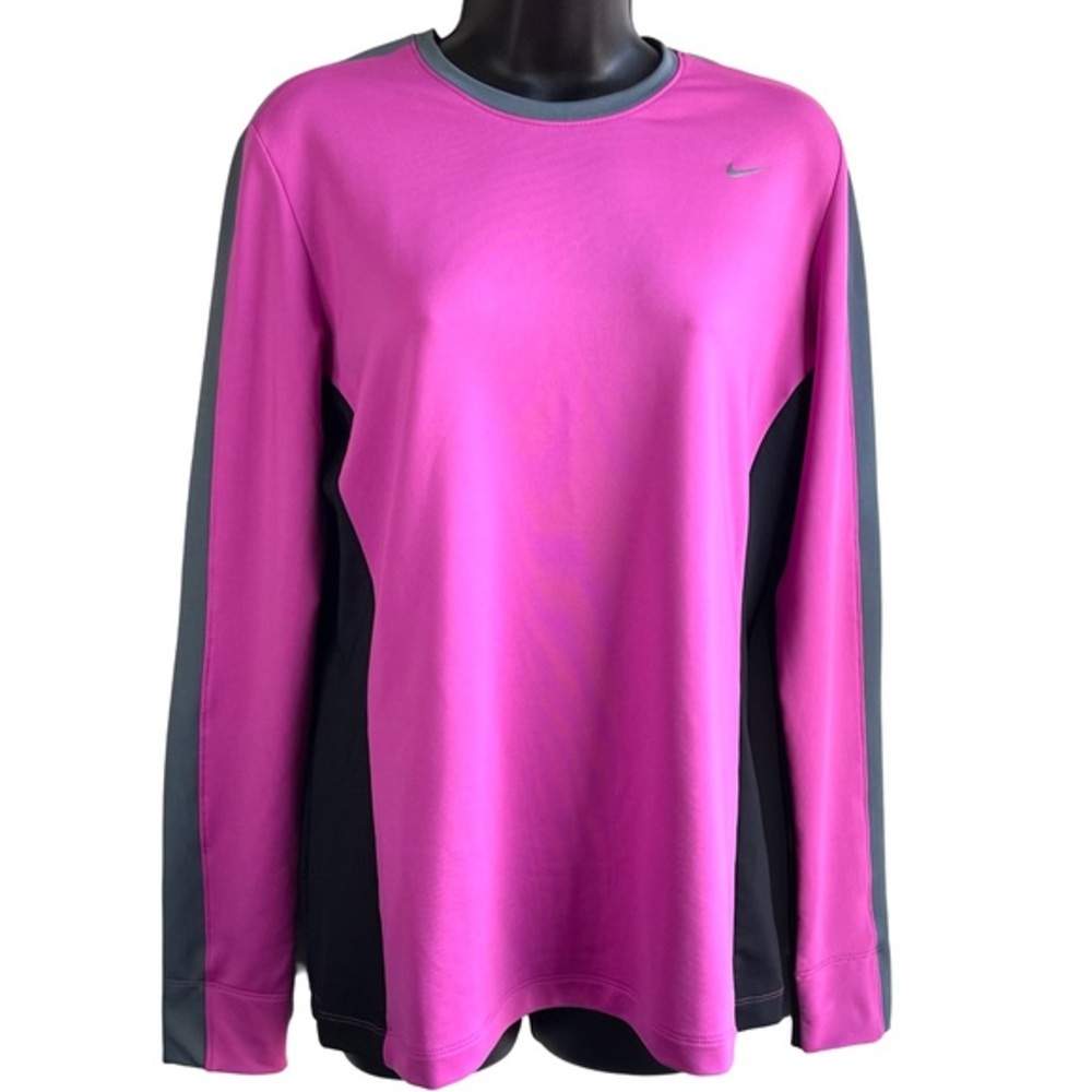 Nike Golf Tour Performance SzL Dri Fit Fuchsia Long Sleeve Pullover Shirt